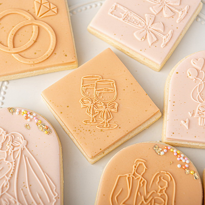 Bague de fiançailles de mariage, presse à biscuits pour marié, gaufreur à timbres, coupe-sucre pour Fondant acrylique, outil artisanal de décoration de gâteaux
