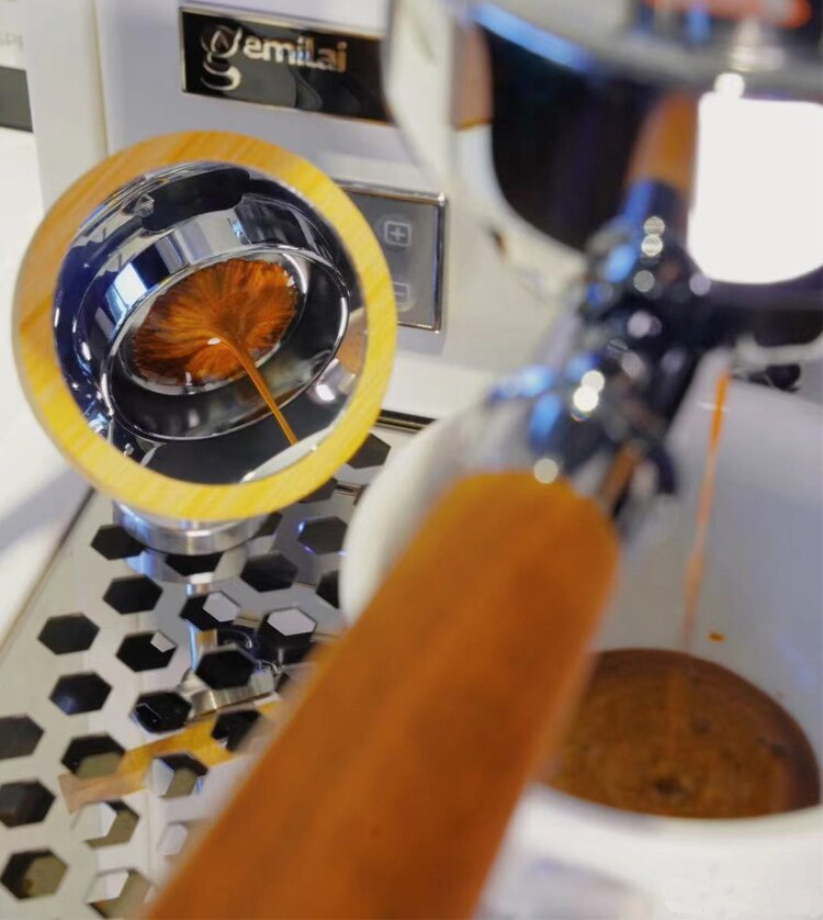 Miroir magnétique réfléchissant pour l'observation du débit de la lentille de expresso, Base en bois, doseur de café, outil pour Machine à café