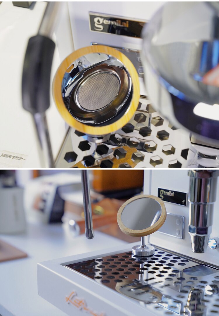 Miroir magnétique réfléchissant pour l'observation du débit de la lentille de expresso, Base en bois, doseur de café, outil pour Machine à café