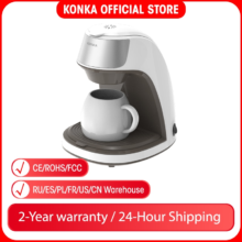 KONKA – Mini Machine à café automatique, 220v, pour la maison, style américain, pour préparer du café en poudre, du thé, facile à utiliser, tasse gratuite