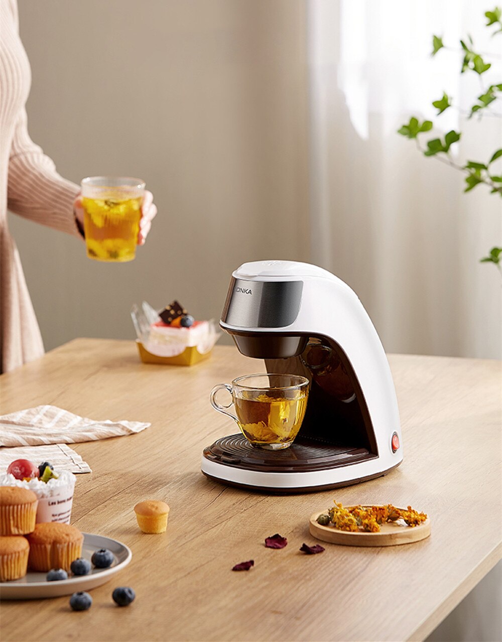 KONKA – Mini Machine à café automatique, 220v, pour la maison, style américain, pour préparer du café en poudre, du thé, facile à utiliser, tasse gratuite KONKA – Mini Machine à café automatique, 220v, pour la maison, style américain, pour préparer du café en poudre, du thé, facile à utiliser, tasse gratuite