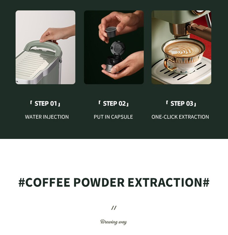 KONKA – Machine à café expresso automatique, verte, réservoir d'eau 1,2 l, 2 en 1, café au lait, capsules de café et poudre