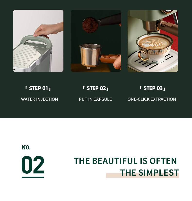 KONKA – Machine à café expresso automatique, verte, réservoir d'eau 1,2 l, 2 en 1, café au lait, capsules de café et poudre