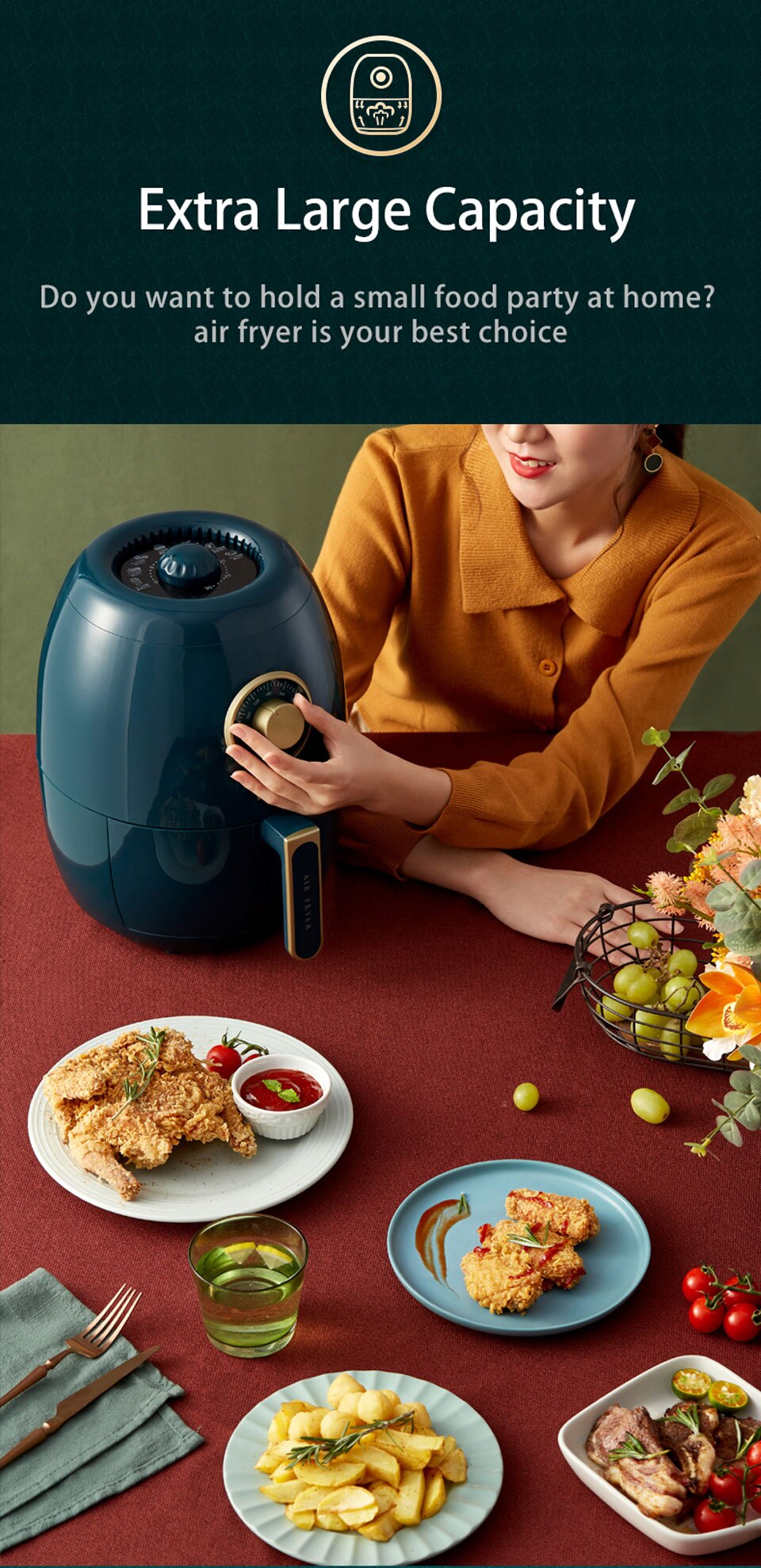 Bear – friteuse à Air électrique sans huile, 3L, 1350W, 360, intelligente, avec cuisinière à Circulation d'air chaud, Version internationale Bear – friteuse à Air électrique sans huile, 3L, 1350W, 360, intelligente, avec cuisinière à Circulation d'air chaud, Version internationale
