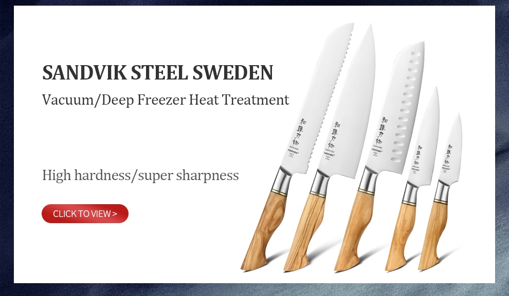 HEZHEN – ensemble de couteaux sandik 14C28N, en acier inoxydable, Chef Santoku, couteau de cuisine utilitaire pour la viande, 1-5 pièces