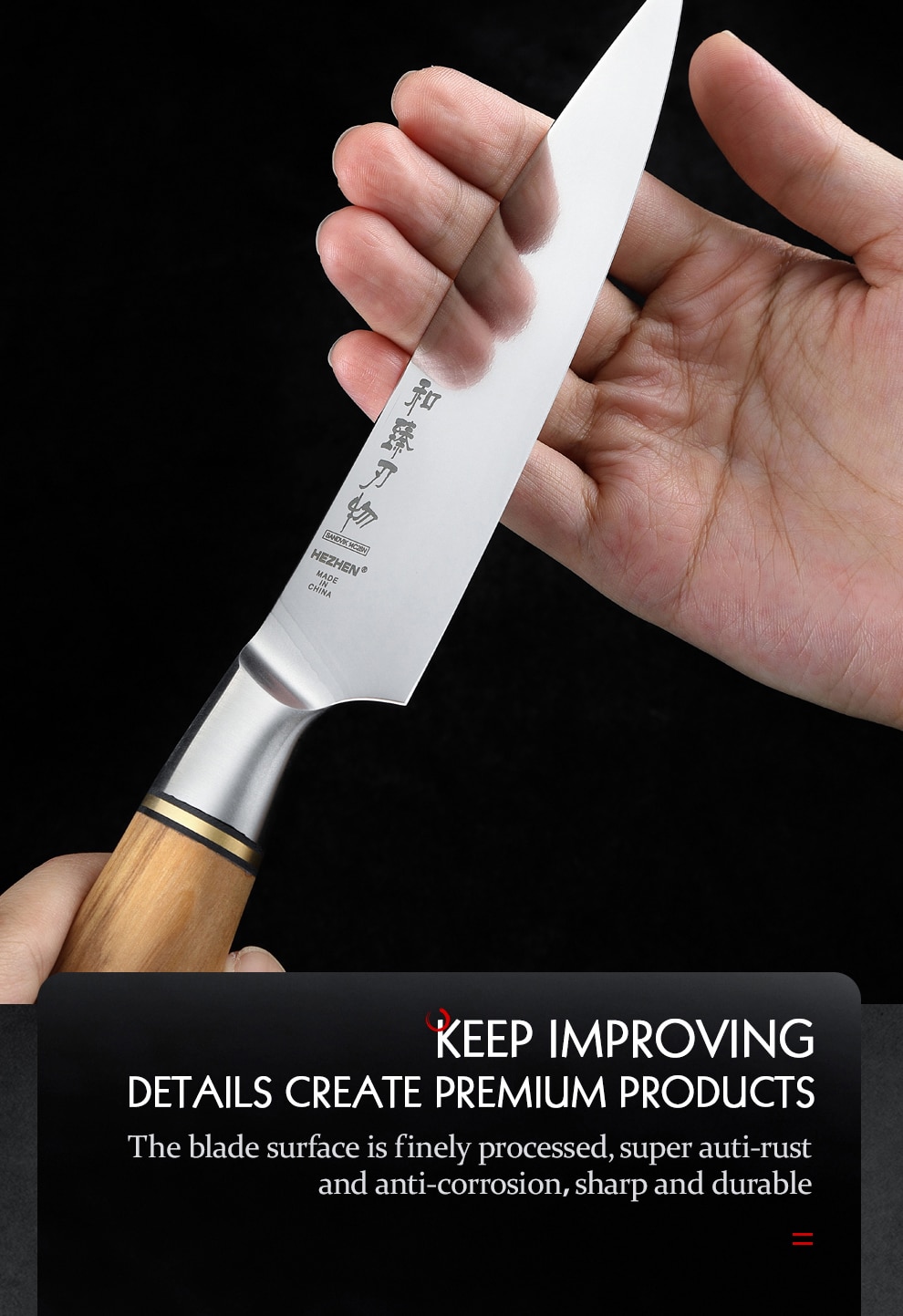 HEZHEN – ensemble de couteaux sandik 14C28N, en acier inoxydable, Chef Santoku, couteau de cuisine utilitaire pour la viande, 1-5 pièces