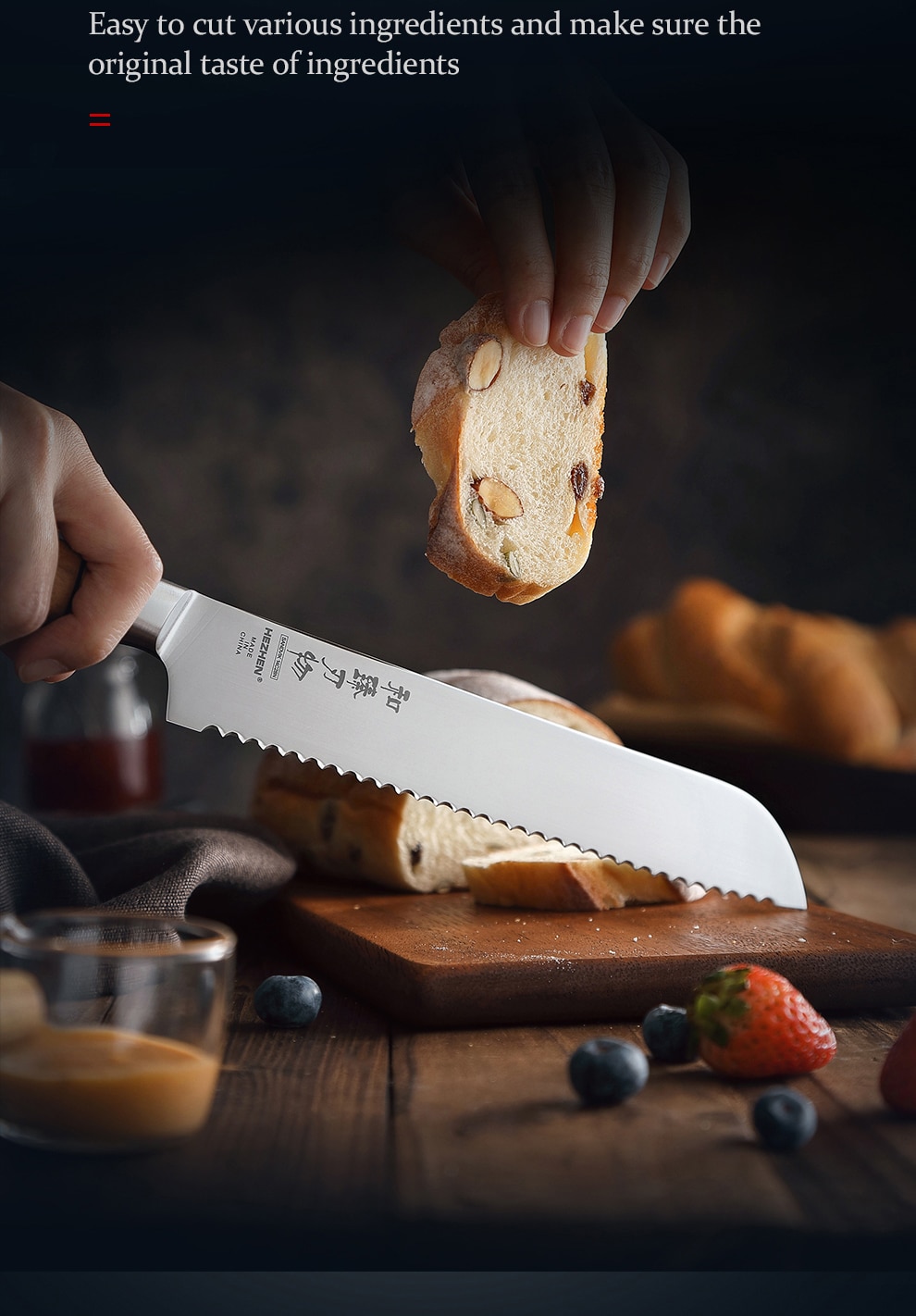 HEZHEN – ensemble de couteaux sandik 14C28N, en acier inoxydable, Chef Santoku, couteau de cuisine utilitaire pour la viande, 1-5 pièces