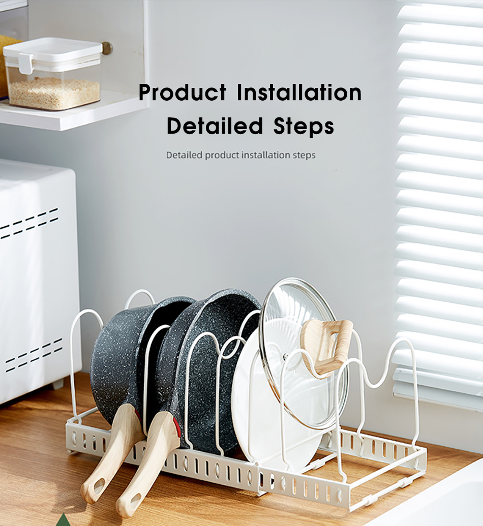 Organisateur de casseroles extensible, organisateur d'armoire de casseroles et poêles avec 4/7 compartiments réglables, organisateur d'armoire de cuisine