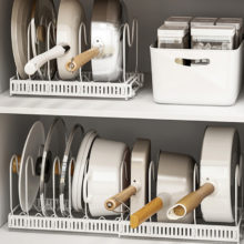 Organisateur de casseroles extensible, organisateur d'armoire de casseroles et poêles avec 4/7 compartiments réglables, organisateur d'armoire de cuisine