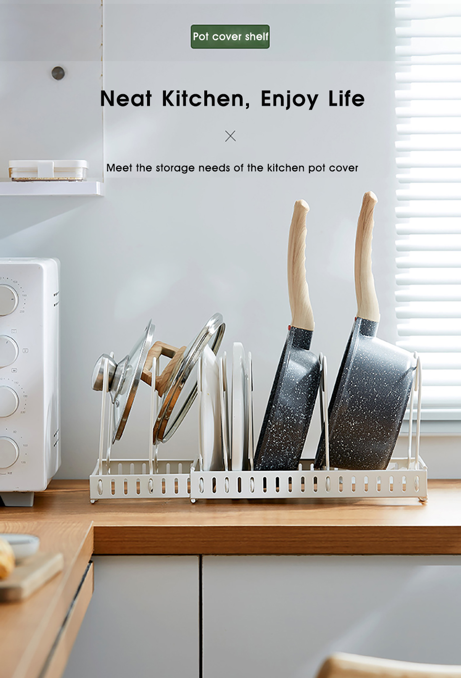 Organisateur de casseroles extensible, organisateur d'armoire de casseroles et poêles avec 4/7 compartiments réglables, organisateur d'armoire de cuisine