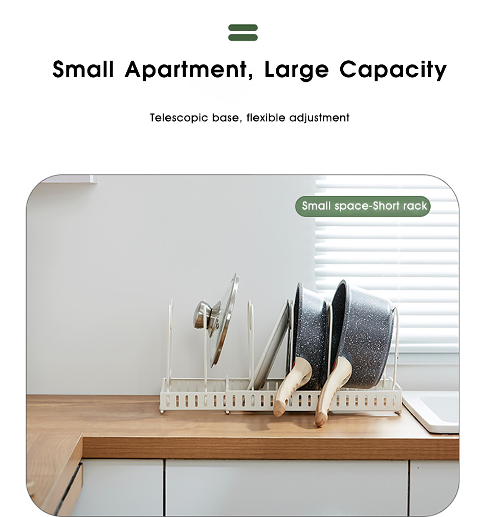 Organisateur de casseroles extensible, organisateur d'armoire de casseroles et poêles avec 4/7 compartiments réglables, organisateur d'armoire de cuisine