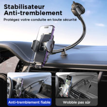 Support de téléphone pour tableau de bord pour car【vue la plus large à 360 ° 】 bras Long Flexible de 9 pouces, mains libres universel Auto pare-brise évent support de téléphone