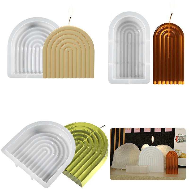 Moule en Silicone pour bougie arc-en-ciel, 14cm, bricolage, pont arc-en-ciel, géométrie, fabrication de bougies, moule de plâtre en résine, décoration artisanale pour la maison