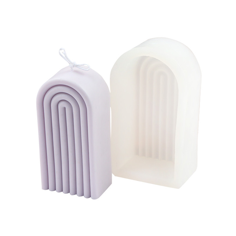 Arc géométrique pour bougie d'aromathérapie, moule en Silicone, fait à la main, en résine époxy cristal, pour décoration de maison