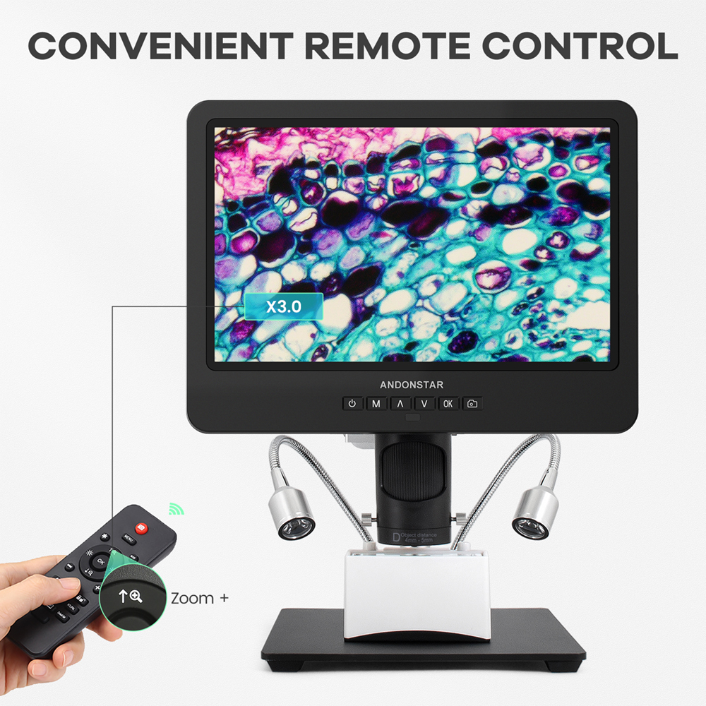 Andonstar – Microscope numérique 10 ''2000X UHD 2160P HDMI, AD249SM avec connexion PC à 3 lentilles, pour la soudure de PCB, vérification pour la réparation de téléphones