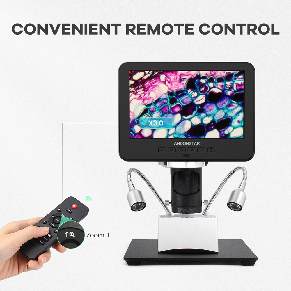 Andonstar – Microscope numérique 10 ''2000X UHD 2160P HDMI, AD249SM avec connexion PC à 3 lentilles, pour la soudure de PCB, vérification pour la réparation de téléphones