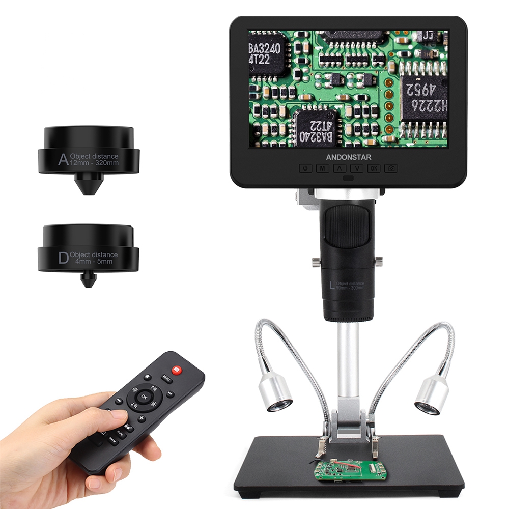 Andonstar – Microscope numérique 10 ''2000X UHD 2160P HDMI, AD249SM avec connexion PC à 3 lentilles, pour la soudure de PCB, vérification pour la réparation de téléphones