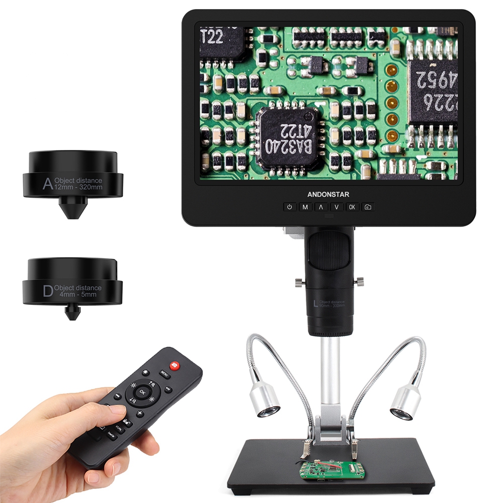 Andonstar – Microscope numérique 10 ''2000X UHD 2160P HDMI, AD249SM avec connexion PC à 3 lentilles, pour la soudure de PCB, vérification pour la réparation de téléphones