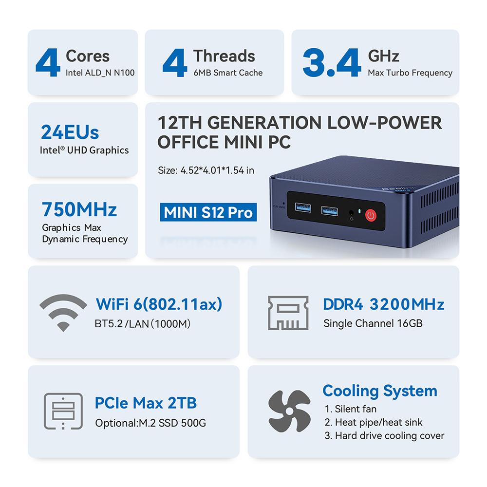 Beelink – Mini PC de jeux Intel N5095 Beelink – Mini PC de jeux Intel N5095