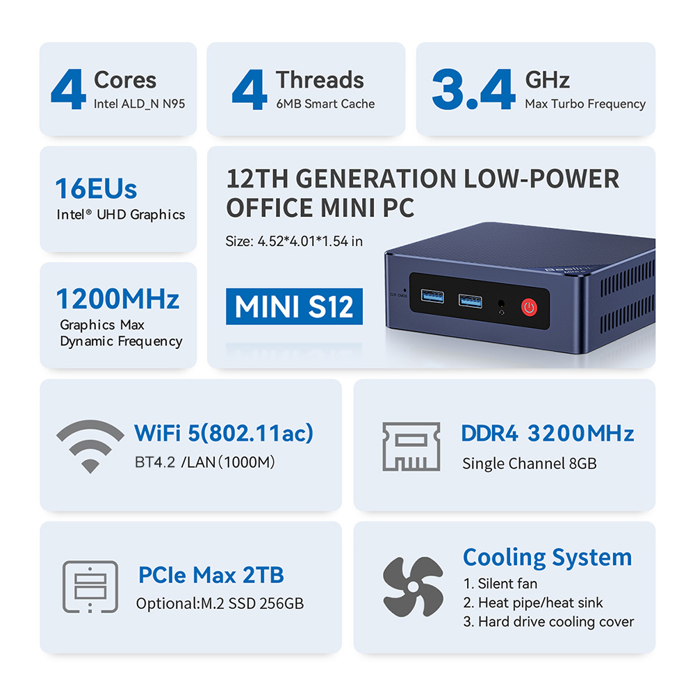 Beelink – Mini PC de jeux Intel N5095 Beelink – Mini PC de jeux Intel N5095
