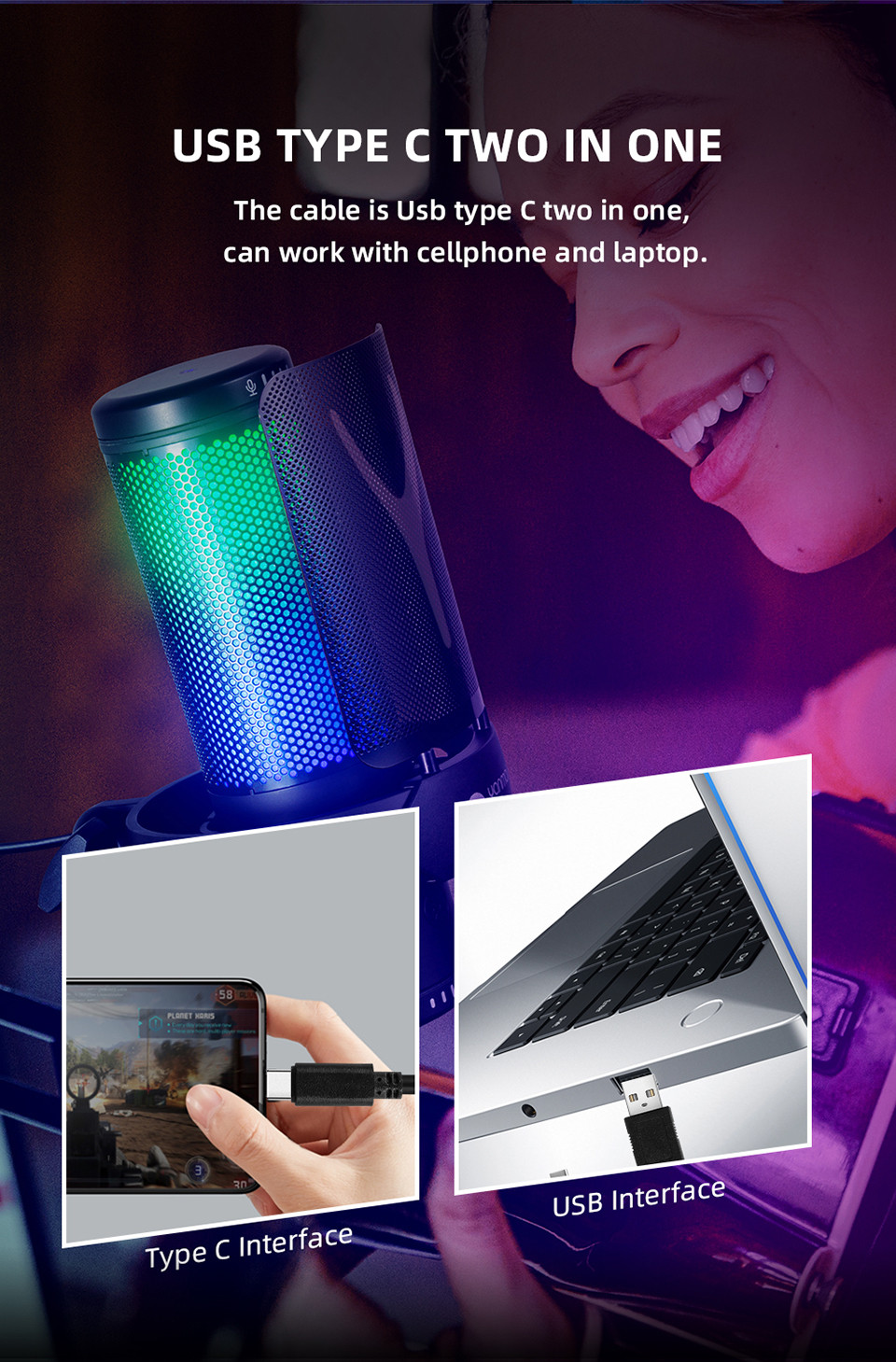 Yanmai – Microphone de jeu USB GM7 Yanmai – Microphone de jeu USB GM7