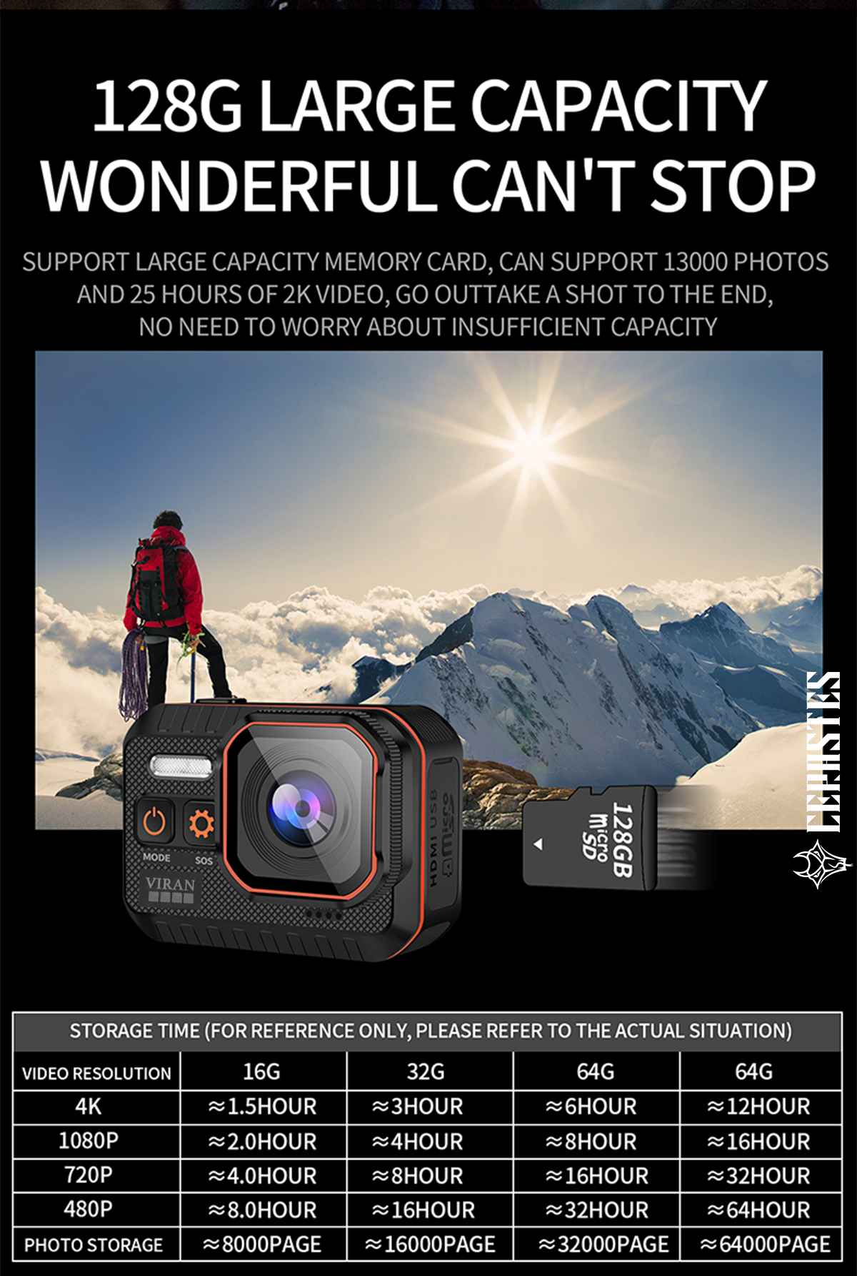 Ceraste – caméra d'action 4K60FPS