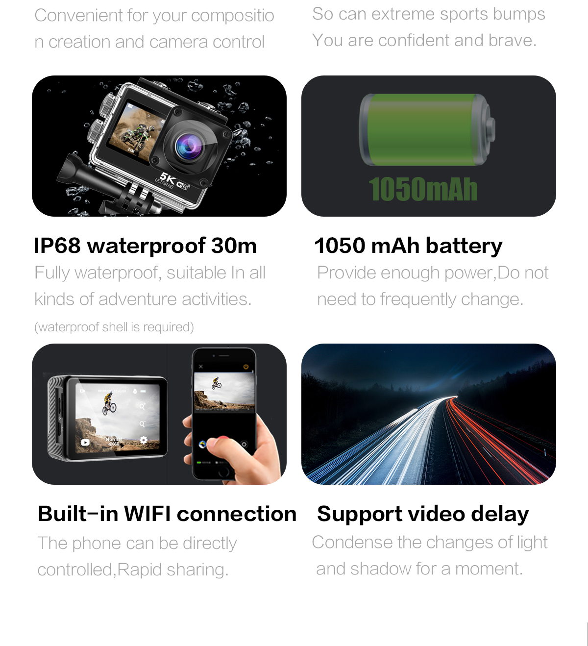 CERASTES – caméra de Sport Anti-secouement CERASTES – caméra de Sport Anti-secouement