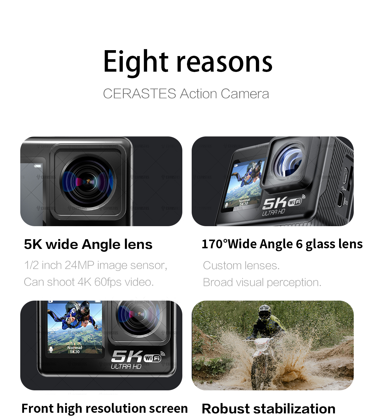 CERASTES – caméra de Sport Anti-secouement CERASTES – caméra de Sport Anti-secouement