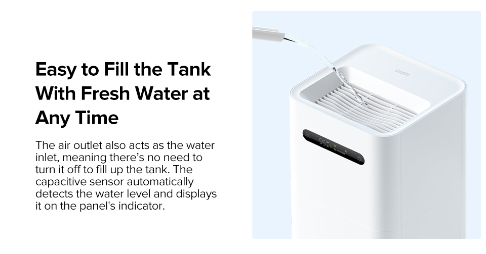 Smartmi Humidificateur D'air 2, 4l, pour maison, blanc, mi st free, contrôle intelligent, appareil ménager