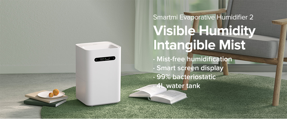 Smartmi Humidificateur D'air 2, 4l, pour maison, blanc, mi st free, contrôle intelligent, appareil ménager