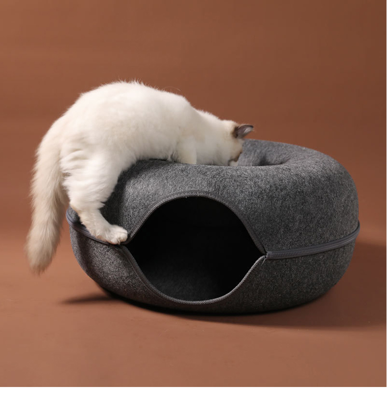 Lit Donut pour chat, Tunnel de jeu interactif, jouet d'intérieur à double usage, équipement de sport pour chaton, jouet d'entraînement pour chat