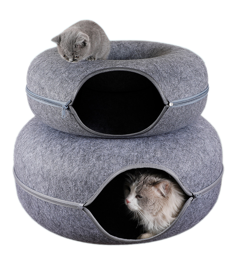 Lit Donut pour chat, Tunnel de jeu interactif, jouet d'intérieur à double usage, équipement de sport pour chaton, jouet d'entraînement pour chat