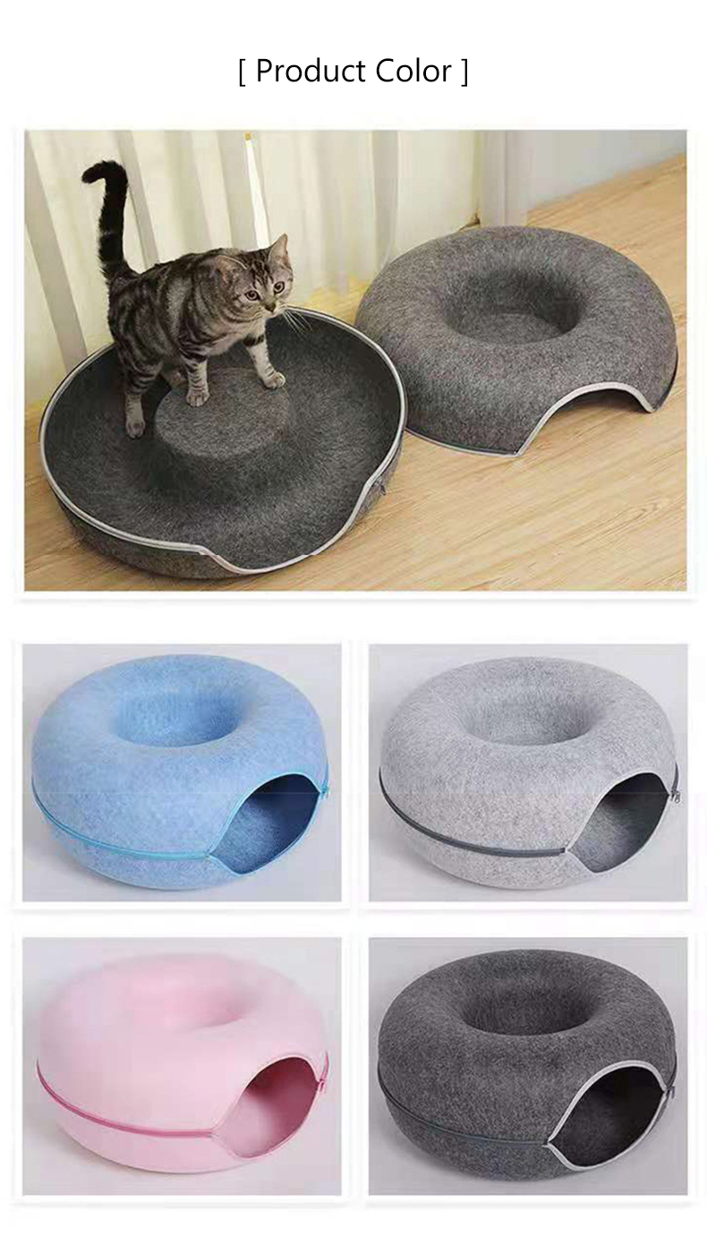 Lit Donut pour chat, Tunnel de jeu interactif, jouet d'intérieur à double usage, équipement de sport pour chaton, jouet d'entraînement pour chat