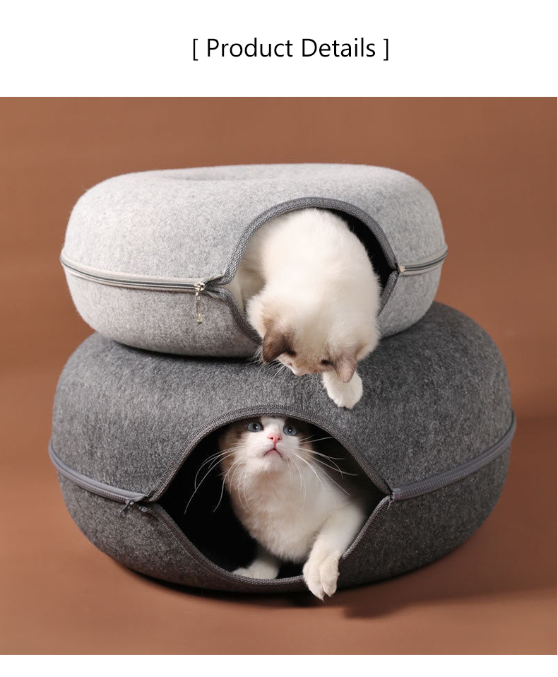 Lit Donut pour chat, Tunnel de jeu interactif, jouet d'intérieur à double usage, équipement de sport pour chaton, jouet d'entraînement pour chat