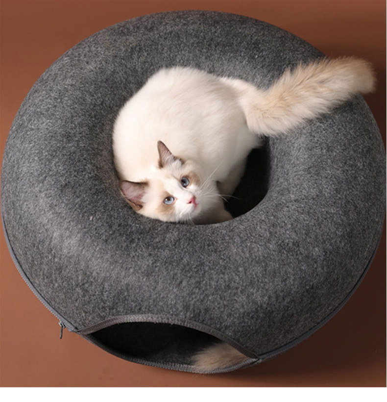 Lit Donut pour chat, Tunnel de jeu interactif, jouet d'intérieur à double usage, équipement de sport pour chaton, jouet d'entraînement pour chat
