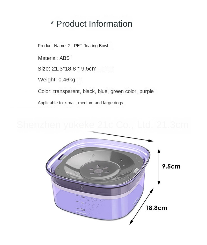 Gamelle chien Distributeur d'eau flottant Transparent