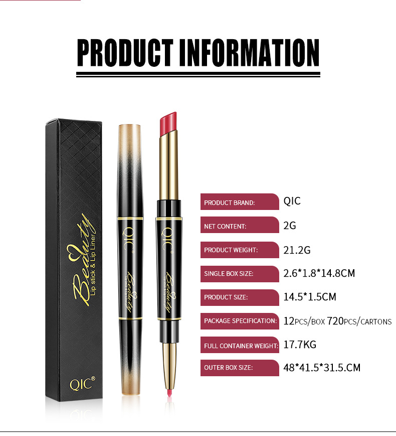 Rouge à lèvres 2 en 1, crayon longue durée, rose, imperméable, mat, contour, maquillage, cosmétiques Rouge à lèvres 2 en 1, crayon longue durée, rose, imperméable, mat, contour, maquillage, cosmétiques