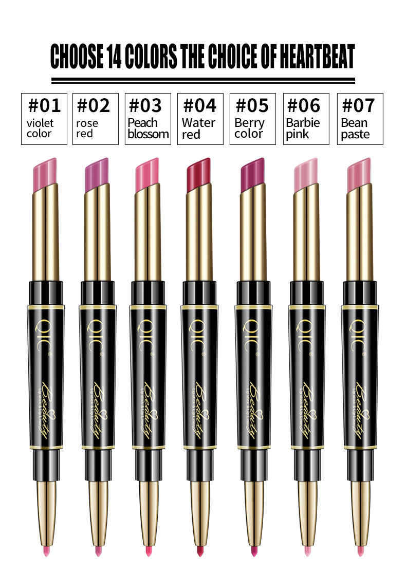 Rouge à lèvres 2 en 1, crayon longue durée, rose, imperméable, mat, contour, maquillage, cosmétiques Rouge à lèvres 2 en 1, crayon longue durée, rose, imperméable, mat, contour, maquillage, cosmétiques