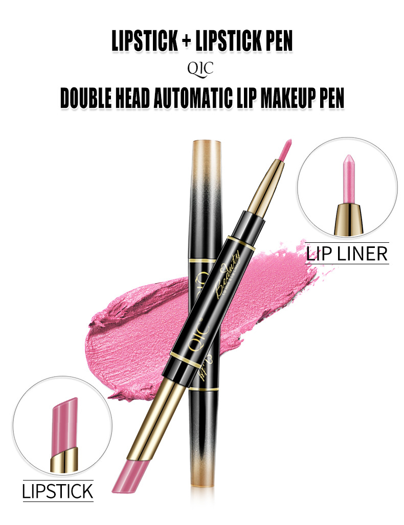 Rouge à lèvres 2 en 1, crayon longue durée, rose, imperméable, mat, contour, maquillage, cosmétiques Rouge à lèvres 2 en 1, crayon longue durée, rose, imperméable, mat, contour, maquillage, cosmétiques