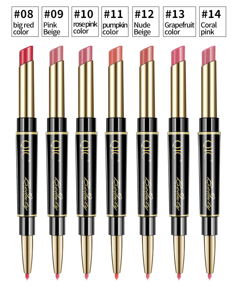 Rouge à lèvres 2 en 1, crayon longue durée, rose, imperméable, mat, contour, maquillage, cosmétiques Rouge à lèvres 2 en 1, crayon longue durée, rose, imperméable, mat, contour, maquillage, cosmétiques