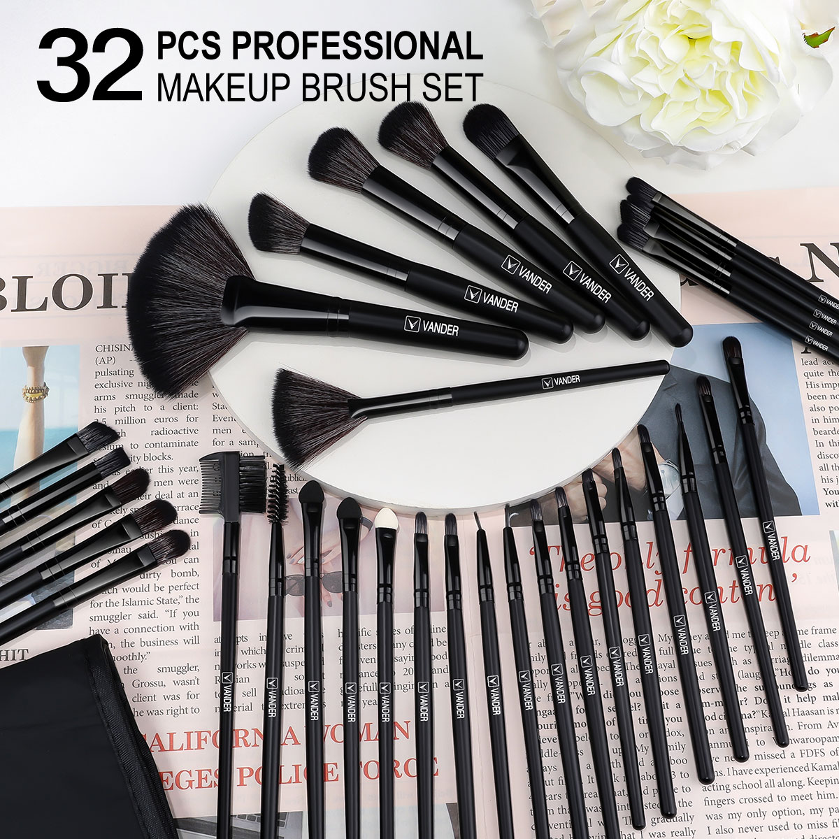 32 pièces pinceaux de maquillage noirs 32 pièces pinceaux de maquillage noirs